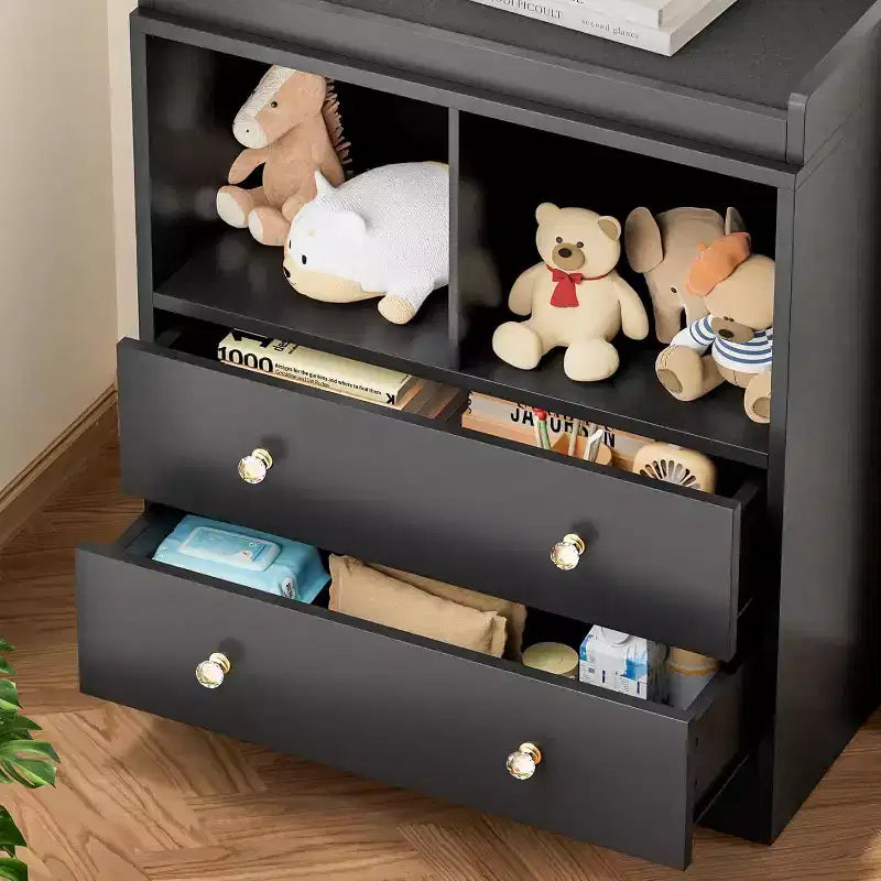 Baby Changing Table, Modern 2-Drawer Nursery Dresser with Changing Pad for Kids Room