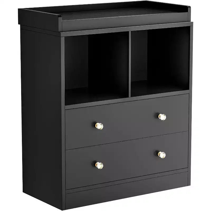 Baby Changing Table, Modern 2-Drawer Nursery Dresser with Changing Pad for Kids Room
