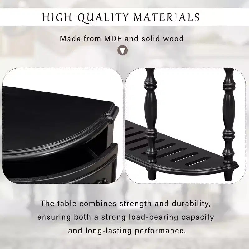 52 Inch Modern Curved Console Table with 4 Drawers and 1 Shelf for Living Room, Hallway