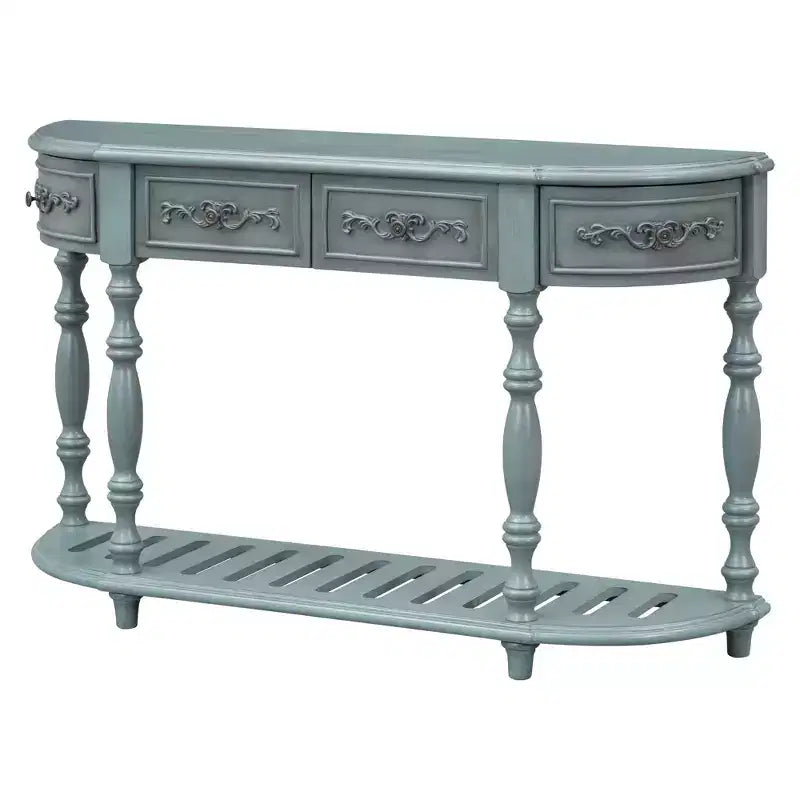 52 Inch Modern Curved Console Table with 4 Drawers and 1 Shelf for Living Room, Hallway