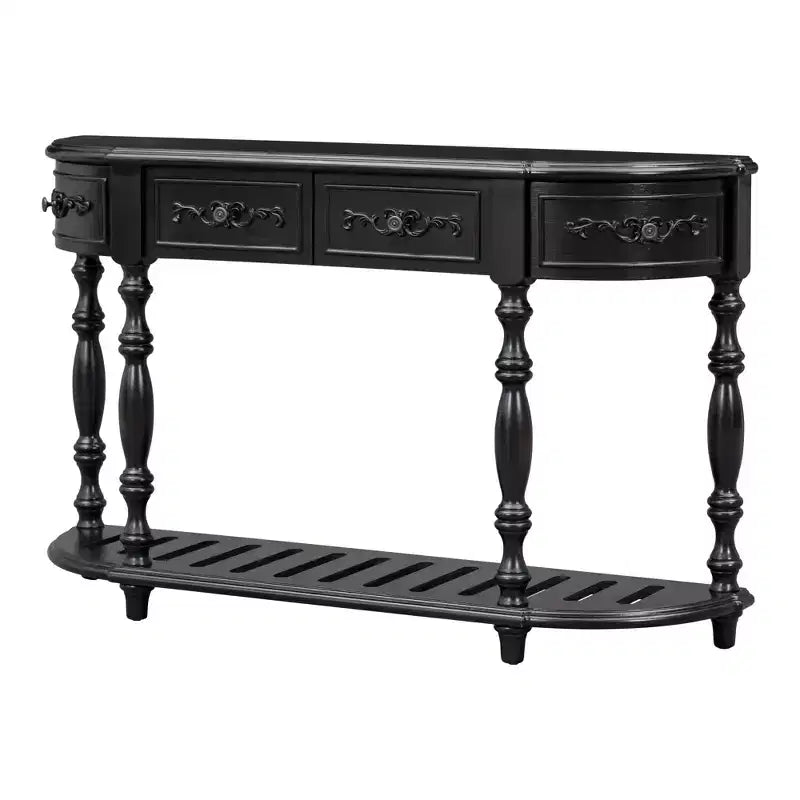 52 Inch Modern Curved Console Table with 4 Drawers and 1 Shelf for Living Room, Hallway