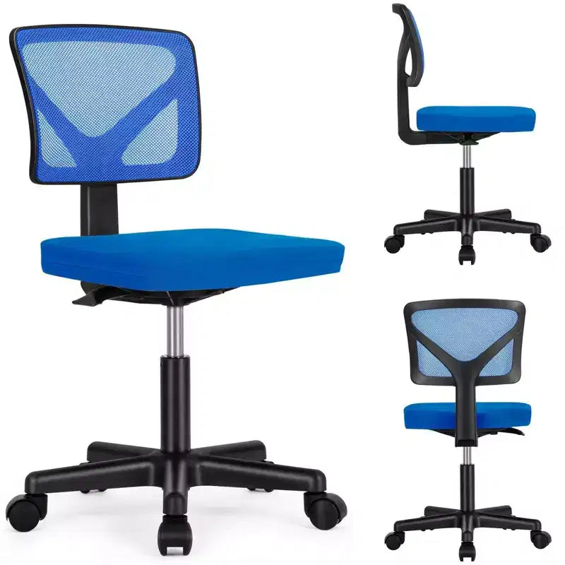 Low-Back Armless Mesh Office Chair with Lumbar Support, Adjustable Height Desk Chair for Study, Reading Room, Office