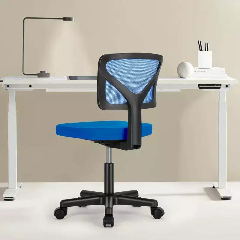Low-Back Armless Mesh Office Chair with Lumbar Support, Adjustable Height Desk Chair for Study, Reading Room, Office
