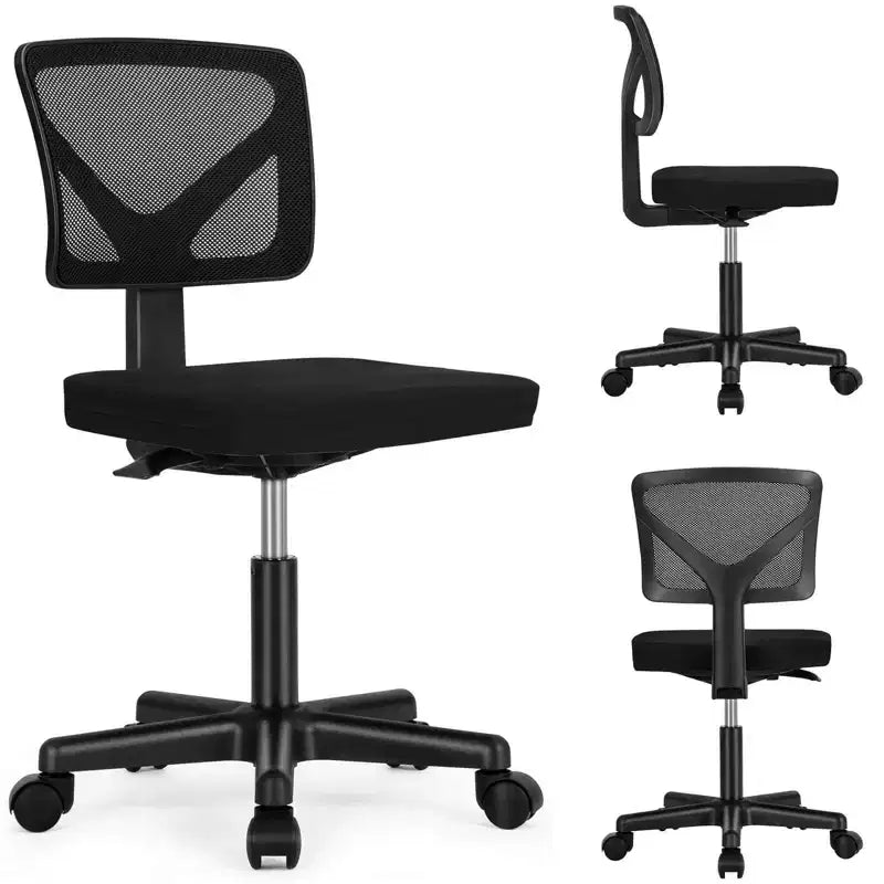 Low-Back Armless Mesh Office Chair with Lumbar Support, Adjustable Height Desk Chair for Study, Reading Room, Office
