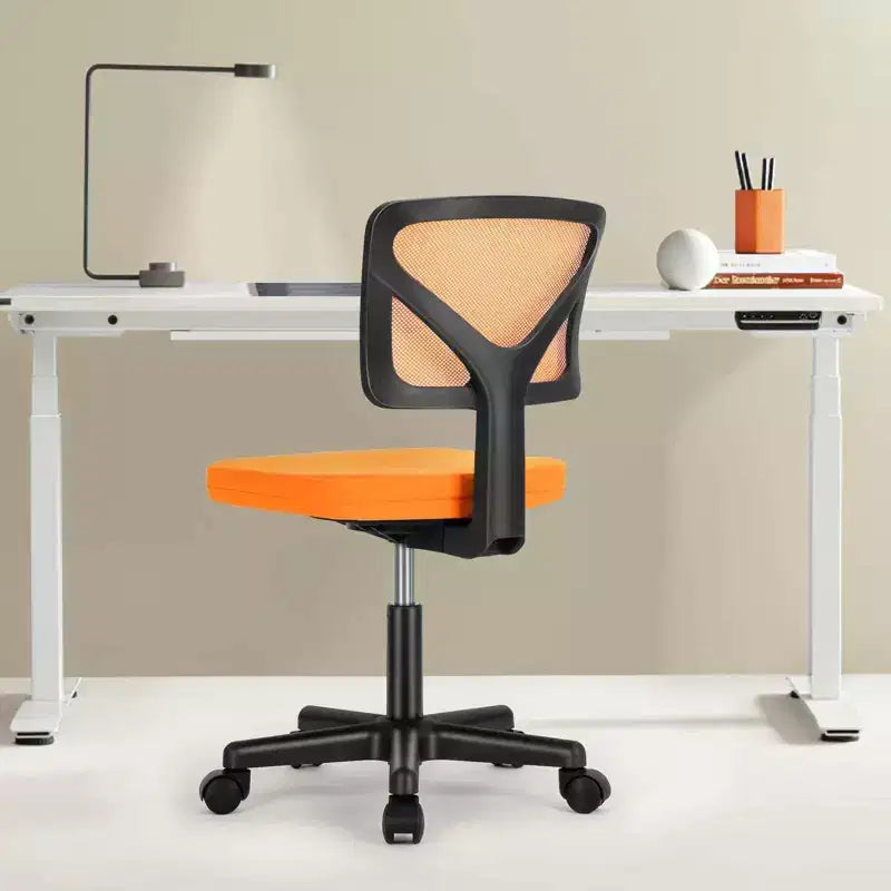 Low-Back Armless Mesh Office Chair with Lumbar Support, Adjustable Height Desk Chair for Study, Reading Room, Office