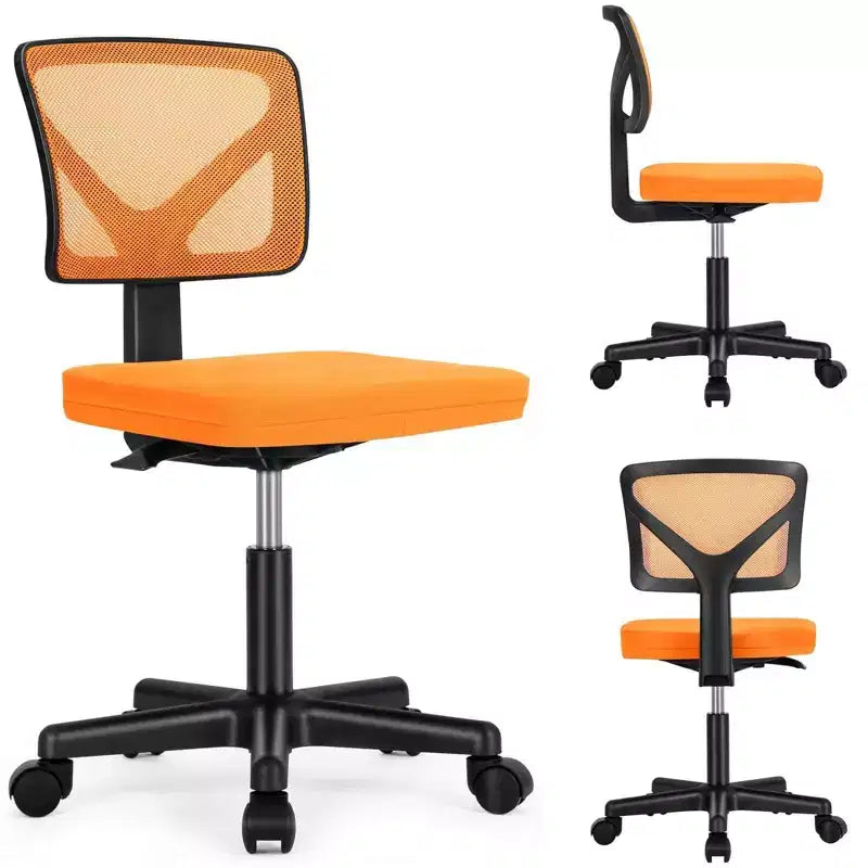 Low-Back Armless Mesh Office Chair with Lumbar Support, Adjustable Height Desk Chair for Study, Reading Room, Office