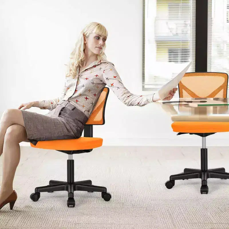 Low-Back Armless Mesh Office Chair with Lumbar Support, Adjustable Height Desk Chair for Study, Reading Room, Office