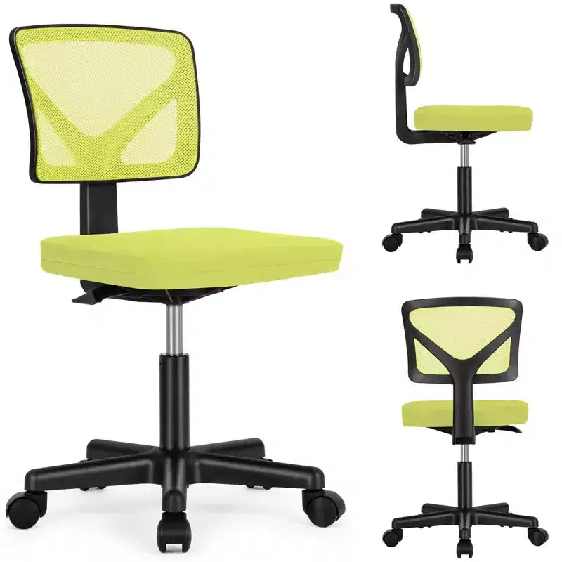 Low-Back Armless Mesh Office Chair with Lumbar Support, Adjustable Height Desk Chair for Study, Reading Room, Office