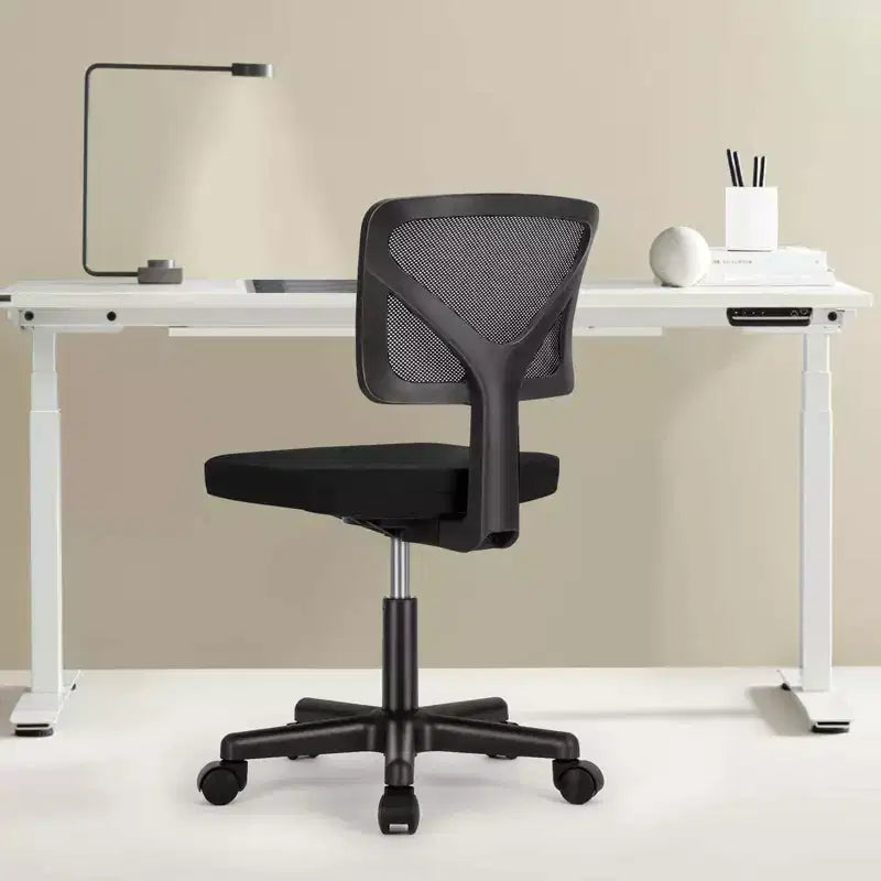 Low-Back Armless Mesh Office Chair with Lumbar Support, Adjustable Height Desk Chair for Study, Reading Room, Office