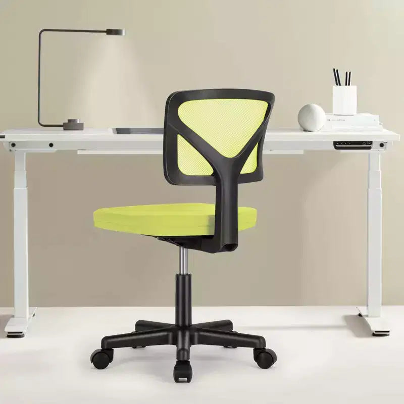 Low-Back Armless Mesh Office Chair with Lumbar Support, Adjustable Height Desk Chair for Study, Reading Room, Office