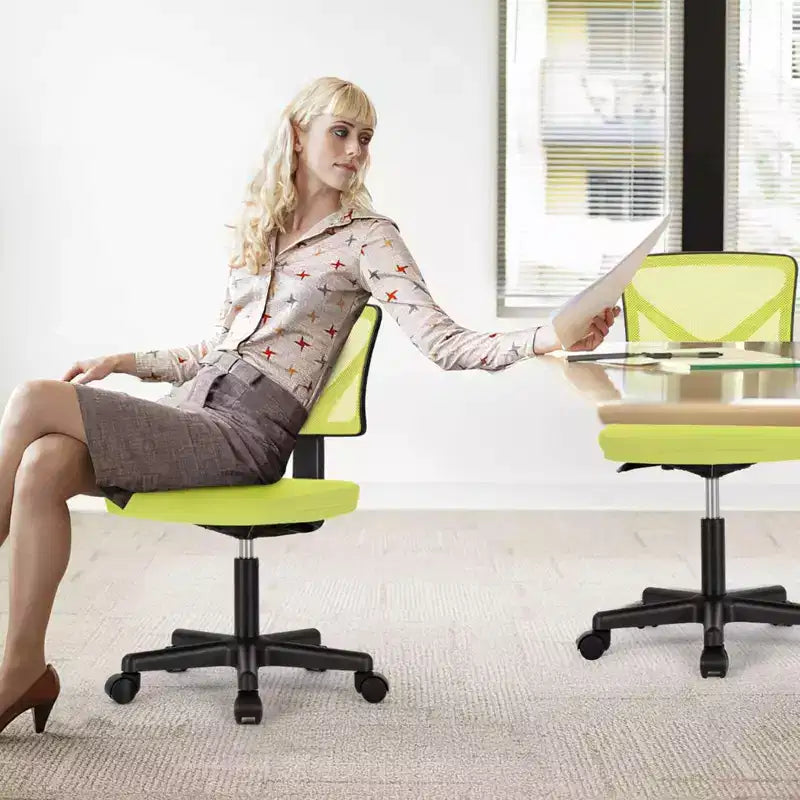 Low-Back Armless Mesh Office Chair with Lumbar Support, Adjustable Height Desk Chair for Study, Reading Room, Office