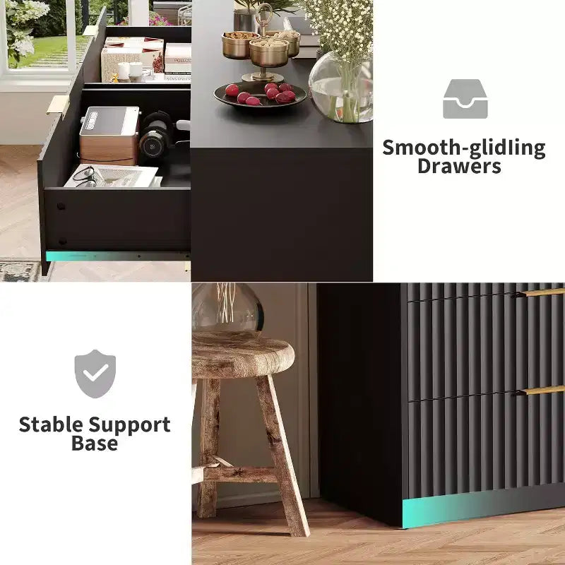 Modern Fluted 8/9-Drawer Dresser for Bedroom, Storage Organizer for Living Room, Hallway & Entryway, White/Black/Natural Oak