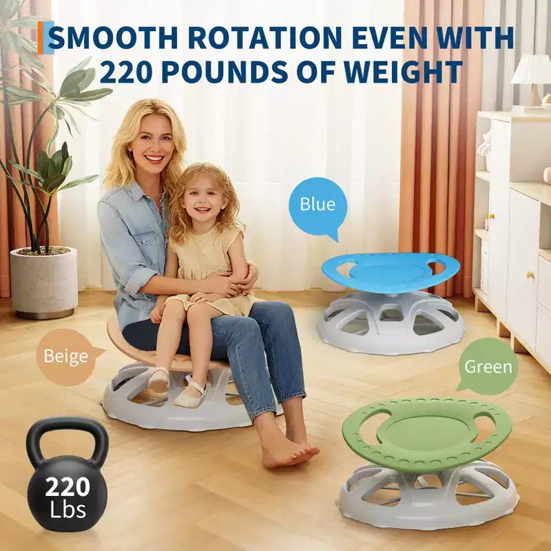 Kids Sensory Swivel Chair, Spinning Chair with Safety Handle & Non-Slip Base, Balance Training Chair for Body Coordination & Focus