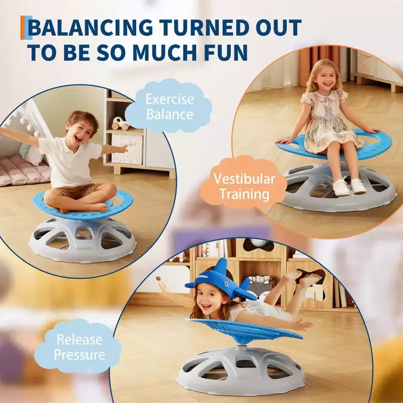 Kids Sensory Swivel Chair, Spinning Chair with Safety Handle & Non-Slip Base, Balance Training Chair for Body Coordination & Focus