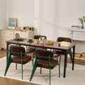 Table à manger rectangulaire, grande table en bois de 180 cm de long pour 6-8 personnes, table de ferme avec pieds en fer, marron