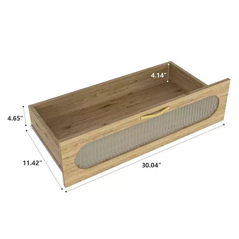 4-Drawer Dresser with Woven Wood Top, Gold Handles and Acrylic Door