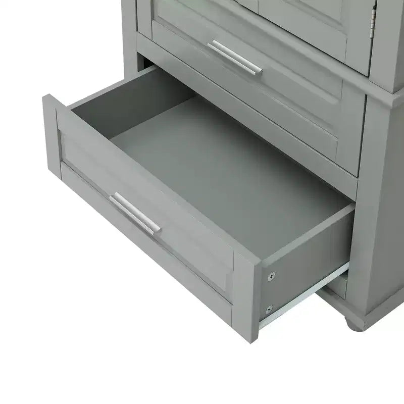 Tall Storage Cabinet with Adjustable Shelf and Two Drawers